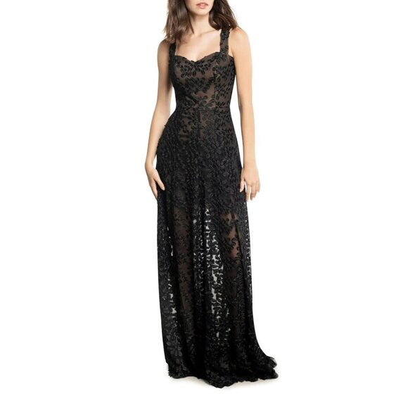 Dress The Population Womens Anabel Semisheer Sweetheart‎ Neck Gown Size XS - Picture 1 of 9